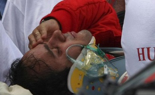 Felipe Massa après son accident au Grand Prix de Hongrie, le 25 juillet 2009.