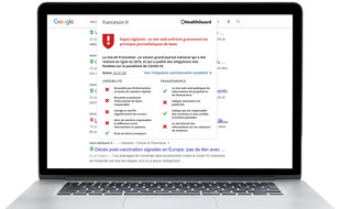 Le service HealthGuard, proposé par NewsGuard évalue la fiabilité des sites d'information sur la santé.
