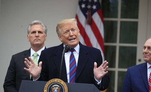 Donald Trump fait un point sur le «shutdown» depuis les jardins de la Maison Blanche, le 4 janvier 2018.