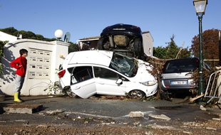 Dégâts à Biot (Alpes-Maritimes), après les inondations du 3 octobre 2015.