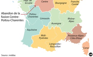 Nouvelle carte du redécoupage des régions françaises