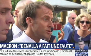 Emmanuel Macron filmé par BFMTV le 25 juillet 2018.