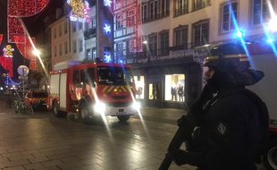 Centre ville confiné et sous haute surveillance mardi soir après l'attaque. Strasbourg le 11 décembre 2018.
