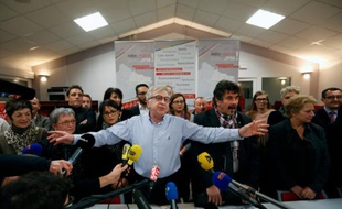 Le candidat de gauche de la région Alsace-Champagne-Ardenne-Lorraine Jean-Pierre Masseret lors d'une conférence de presse à Maizières-les-Metz, le 8 décembre 2015