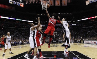 Un joueur de Portland à l'attaque contre les San Antonio Spurs lors de la défaite des Blazers en demi-finale de conférence, le 15 mai 2014.