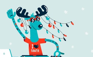 Un DJ renne de Noël qui mixe