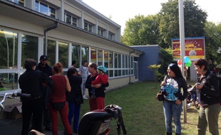Le 9 septembre 2015 à Berlin. Le gymnase Jahn-Sporthalle de Neukölln a été transformé en centre d'hébergement d'urgence pour des réfugiés.