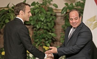 Emmanuel Macron et Abdel Fattah al-Sissi, le 28 janvier 2019 au Caire en Egypte.