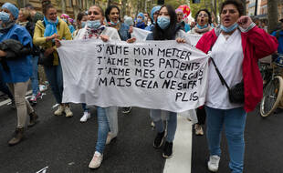 En première ligne depuis plus d'un an, les soignants manifestaient le 5 octobre pour faire valoir leurs droits. (Illustration)