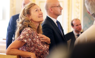 La ministre de la Justice Nicole Belloubet lors de sa visite à la cour d'appel de Rennes, le 29 août 2017.