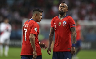 Alexis Sanchez et Arturo Vidal sous le maillot du Chili, le 4 juillet 2019.