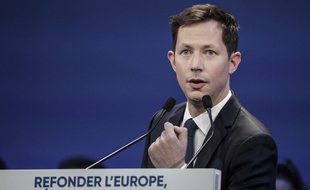 François-Xavier Bellamy en meeting à Paris, Porte Maillot, le 15 mai 2019.