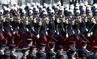 Défilé des élèves de l'école militaire de Saint-Cyr, le 14 juillet 2017.