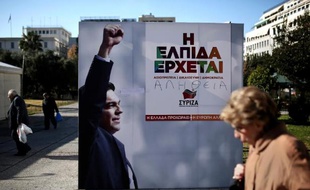 Une affiche du parti Syriza dans les rues d'Athènes, le 17 janvier 2015