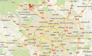Capture d'écran Google Maps: Saint-Ouen-L'Aumône, dans le Val-d'Oise.