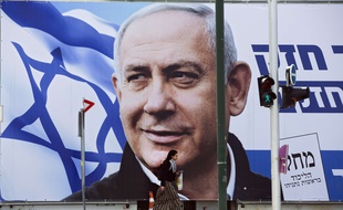 Une affiche électorale pour Benjamin Netanyahu, le Premier ministre israélien sortant, lors des législatives de 2019.