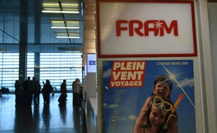 Une publicité pour le voyagiste Fram le 22 octobre 2015 à l'aéroport de Toulouse-Blagnac