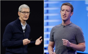 Tim Cook, CEO dApple, et Mark Zuckerberg, CEO de Facebook, en 2016