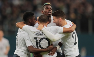 Les Bleus lors du match contre la Russie le 27 mars 2018.