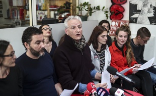 Conférence de presse du collectif «Les 34 de la Pitié», le 4 mai 2019 à Paris.