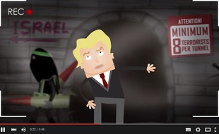 Capture d'écran du dessin animé tournant en dérision les journalistes étrangers
