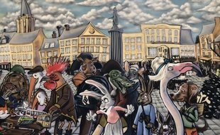 Une grande fresque murale sur Lille a été réalisée par les artistes.