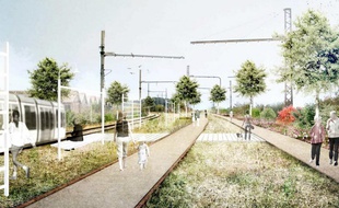 Le projet de Brazzaligne, le long d'une voie de chemin de fer sur la rive droite de Bordeaux