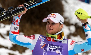 Alexis Pinturault en vainqueur du slalom de Wengen (Suisse), le 19 janvier 2014.