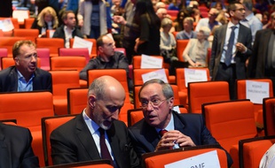 Claude Guéant lors d'un meeting de François-Xavier Bellamy, le 16 mai 2019 à Paris.