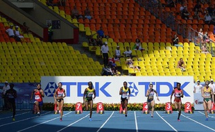 Une séire du 100m femme, le 10 août 2013, lors des Mondiaux d'athlétisme de Moscou.