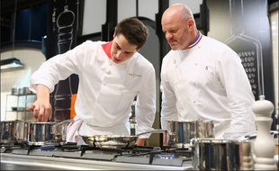 Xavier Koenig, candidat alsacien de «Top Chef» 2015, aux côtés de Philippe Etchebest.