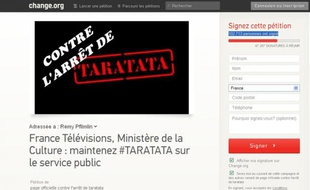Capture d'écran du site Change.org avec la pétition pour le maintien de l'émission musicale «Taratata».