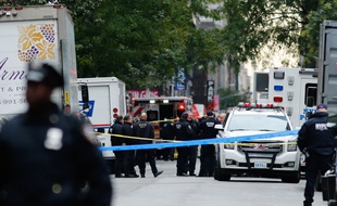 Un quartier de Manhattan bouclé par les forces de l'ordre, le 26 octobre 2018.