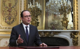 Le président François Hollande lors de ses voeux aux Français le 31 décembre 2014 à l'Elysée