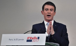 Manuel Valls, le vendredi 20 janvier 2017 lors de son dernier meeting avant le 1er tour de la primaire.