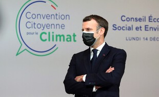 Paris, le 14 décembre 2020. Emmanuel Macron lors d'un rendez-vous avec les membres de la Convention citoyenne pour le climat.