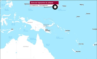 Carte de localisation du séisme qui s'est produit le samedi 17 décembre 2016, au large de la Papouasie-Nouvelle-Guinée.