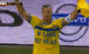 Zlatan Ibrahimovic est devenu le meilleur buteur de l'histoire de la Suède en marquant un doublé sontre l'Estonie, le 4 septembre 2014.