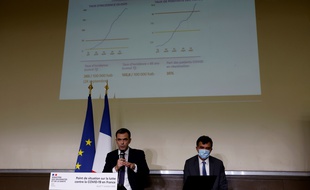 Conférence de presse d'Olivier Véran et Arnaud Fontanet le 1er octobre 2020 à Paris.