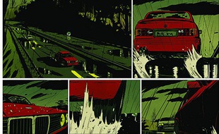 Cases d'une page de «RN83», BD parue aux Editions du Long Bec.