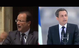 Montage photo: François Hollande et Nicolas Sarkozy le 1er mai 2012.