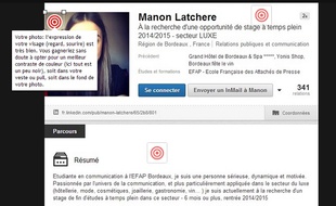 Extrait du profil LinkedIn de Manon, internaute de «20 Minutes»