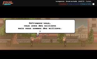 Capture d'écran du jeu vidéo lancé le 7 avril par l'équipe de Jean-Luc Mélenchon intitulé "Fiscal Kombat"