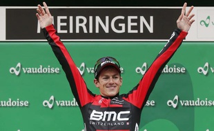 Le coureur de l'équipe BMC Mathias Frank, lors de sa victoire au Tour de Suisse, le 10 juin 2013.