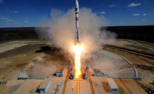Décollage d'une fusée Soyouz le 28 avril 2016 depuis le nouveau cosmodrome Vostotchny près d'Uglegorsk en Russie