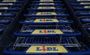 Une dizaine de Jeunes Agriculteurs (JA) bloquent une plateforme logistique de l'enseigne Lidl à Sailly-lez-Cambrai (Nord) afin de dénoncer l'origine étrangère d'une grande partie de la viande et du lait dans les magasins