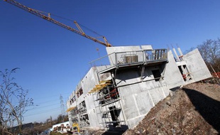 Le chantier d'un immeuble de bureaux à énergie passive à Wasquehal près de Lille.
