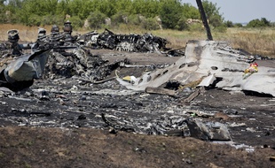 Site du crash du vol MH17 en Ukraine, le 26 juillet 2014.