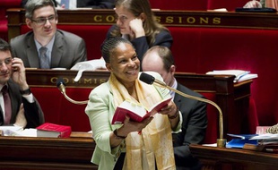 Christiane Taubira à l'Assemblée nationale lors des débats sur la mariage pour tous le 6 février 2013.