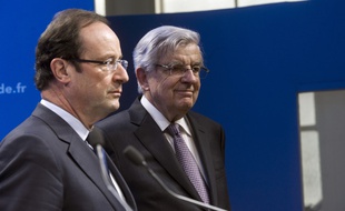 François Hollande et Jean-Pierre Chevènement, le 14 mars 2012.